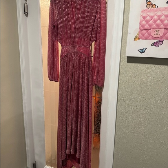 NEW Ramy Brook LeBron pink metallic cutout dress sz 12 - Picture 2 of 4